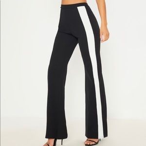 Monochrome Contrast Pane Wide Leg Trousers